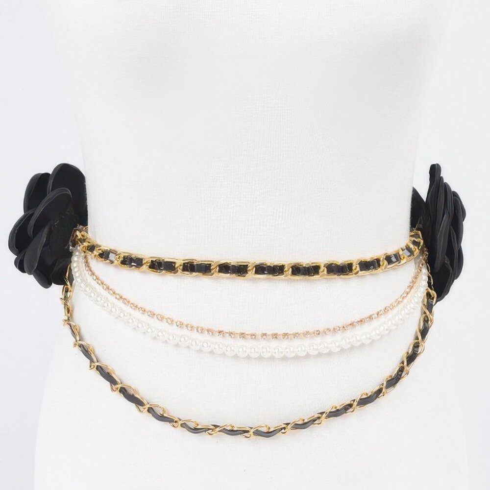 Two Flowers Multi Layered Plus Size Chain Belt